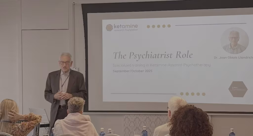 Joan Obiols presenting “The Psychiatrist Role” to attendees of the KAP training