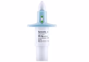Medication nasal spray on a white background